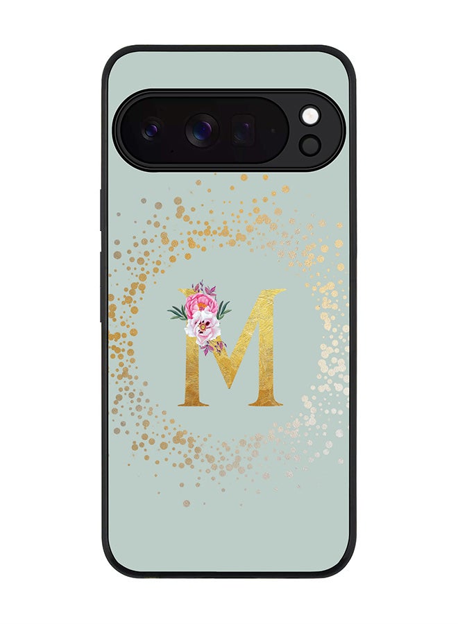 For Google Pixel 10 Pro XL Case,Slim fit Camera Protection, Shockproof Thin Phone cover  - Custom Monogram Floral - M  (Light Grey )
